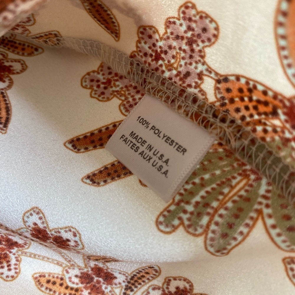 Misa X Revolve Beautiful Satin Floral Cream and Brown Fall Tone Blouse Sz Small - Picture 6 of 6